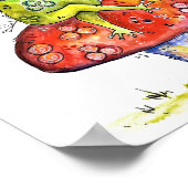 Niedlicher Whimsical Green Frosch auf Toadstool Poster (Ecke)