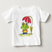 Niedlicher Whimsical Green Frosch unter einer rote Baby T-shirt (Vorderseite)