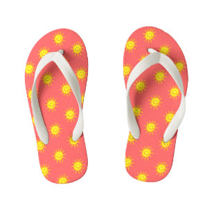 Niedlicher Whimsical Happy Face Sun Coral Beach Kinderbadesandalen