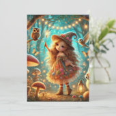 Niedlicher Whimsical Hexenwald Einladung (Stehend Vorderseite)