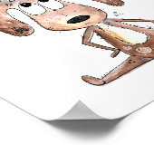 Niedlicher Whimsical Hund mit Katze auf seinem Kop Poster (Ecke)