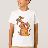 Niedlicher Whimsical Hund und Katze T-Shirt (Vorderseite)