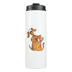 Niedlicher Whimsical Hund und Katze Thermosbecher