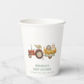 Niedlicher Whimsical Igel Farm Traktor Babydusche Pappbecher (Rückseite)