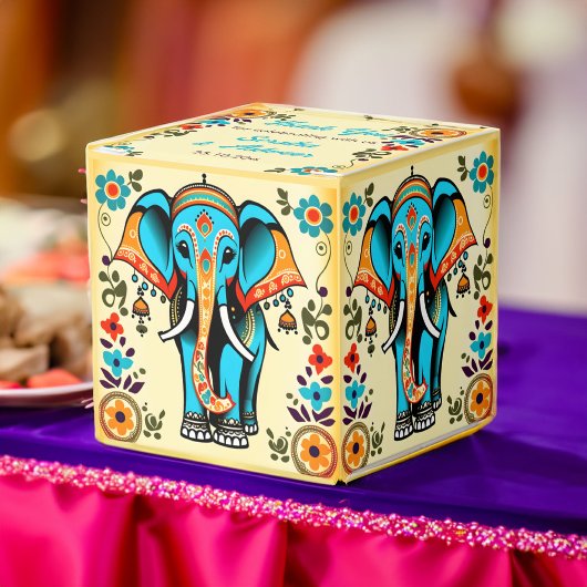Niedlicher Whimsical indischer Hochzeitelefant vie Geschenkschachtel