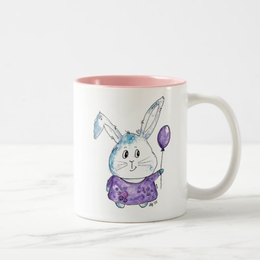 Niedlicher Whimsical Little Bunny Zweifarbige Tasse (Rechts)