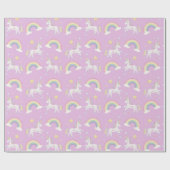 Niedlicher Whimsical Magical Unicorn Regenbogen Geschenkpapier (Flach)