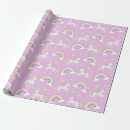 Niedlicher Whimsical Magical Unicorn Regenbogen Geschenkpapier