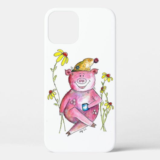 Niedlicher Whimsical Pig Drink Kaffee Case-Mate iPhone Hülle (Rückseite)