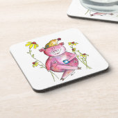 Niedlicher Whimsical Pig Drink Kaffee Getränkeuntersetzer (Linke Seite)
