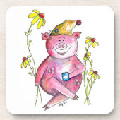 Niedlicher Whimsical Pig Drink Kaffee Getränkeuntersetzer (Vorderseite)