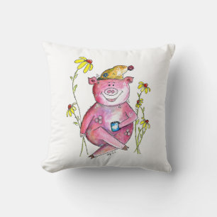 Niedlicher Whimsical Pig Drink Kaffee Kissen