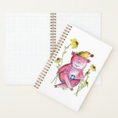 Niedlicher Whimsical Pig Drink Kaffee Notizblock (Innen)