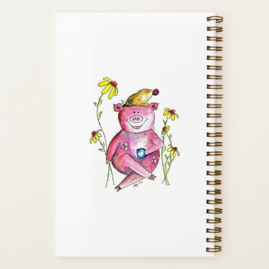 Niedlicher Whimsical Pig Drink Kaffee Notizblock (Rückseite)