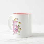 Niedlicher Whimsical Pig Drink Kaffee Zweifarbige Tasse (Vorderseite Links)