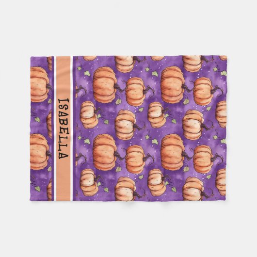 Niedlicher Whimsical Pumpkin Name Fleece Blanket (Vorderseite (Horizontal))