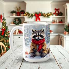 Niedlicher Whimsical Raccoon Weihnachten Kaffeetasse