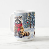 Niedlicher Whimsical Raccoon Weihnachten Kaffeetasse (Vorderseite Links)