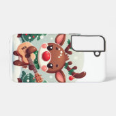Niedlicher Whimsical Rentier mit Gitarre Samsung Galaxy Hülle (Rückseite (Horizontal))