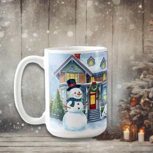 Niedlicher Whimsical Snowman in der Weihnachtsfeie Kaffeetasse