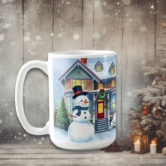 Niedlicher Whimsical Snowman in der Weihnachtsfeie Kaffeetasse