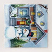 Niedlicher Whimsical Snowman in der Weihnachtsfeie Puzzle (Horizontal)