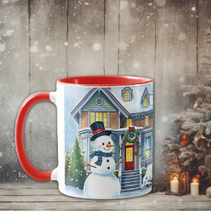Niedlicher Whimsical Snowman in der Weihnachtsfeie Tasse