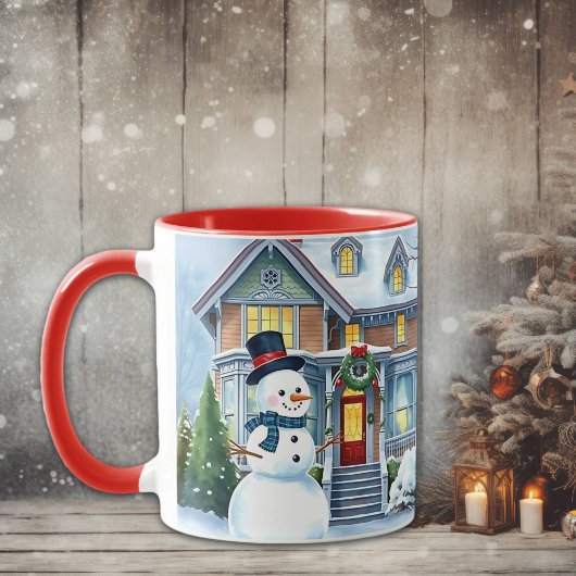 Niedlicher Whimsical Snowman in der Weihnachtsfeie Tasse