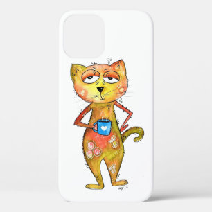 Niedlicher Whimsical Tired Cat Drink Kaffee Case-Mate iPhone Hülle