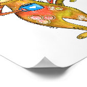 Niedlicher Whimsical Tired Cat Drink Kaffee Poster (Ecke)