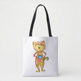 Niedlicher Whimsical Tired Cat Drink Kaffee Tasche