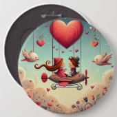 Niedlicher Whimsical Valentinstag Ballon Button (Vorne & Hinten)