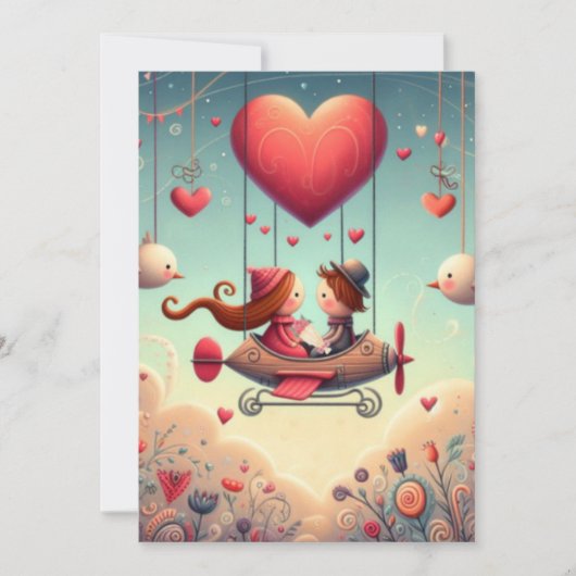 Niedlicher Whimsical Valentinstag Ballon Feiertagskarte (Vorderseite)
