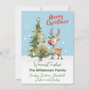 Niedlicher Whimsical Watercolor Rentier Weihnachts Feiertagskarte