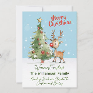 Niedlicher Whimsical Watercolor Rentier Weihnachts Feiertagskarte