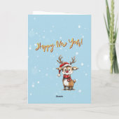 Niedlicher Whimsical Watercolor Rentier Weihnachts Karte (Rückseite)