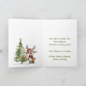 Niedlicher Whimsical Watercolor Rentier Weihnachts Karte (Innenseite)