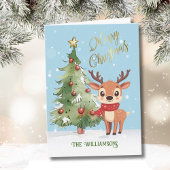 Niedlicher Whimsical Watercolor Rentier Weihnachts Karte