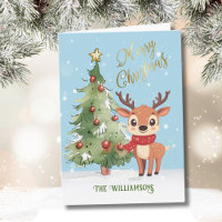 Niedlicher Whimsical Watercolor Rentier Weihnachts