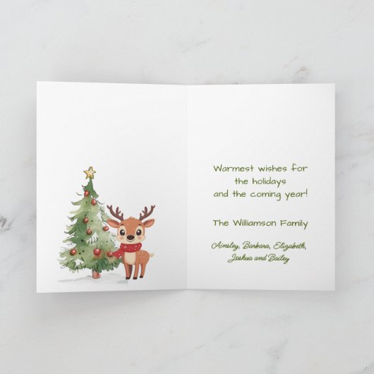 Niedlicher Whimsical Watercolor Rentier Weihnachts Karte (Innenseite)