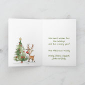 Niedlicher Whimsical Watercolor Rentier Weihnachts Karte (Innenseite)