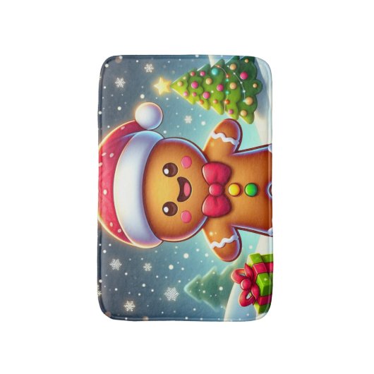 Niedlicher Whimsical Weihnachten/Winter Lebkuchen Badematte (Vorderseite Vertikal)