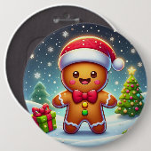 Niedlicher Whimsical Weihnachten/Winter Lebkuchen Button (Vorne & Hinten)