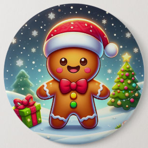 Niedlicher Whimsical Weihnachten/Winter Lebkuchen  Button