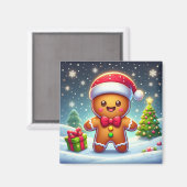 Niedlicher Whimsical Weihnachten/Winter Lebkuchen Magnet (Vorderseite/Rückseite)