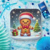 Niedlicher Whimsical Weihnachten/Winter Lebkuchen Pappteller (Party)