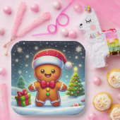 Niedlicher Whimsical Weihnachten/Winter Lebkuchen Pappteller (Party)