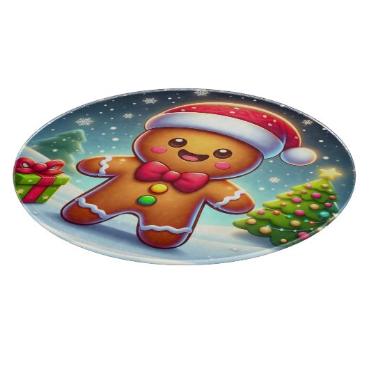 Niedlicher Whimsical Weihnachten/Winter Lebkuchen Schneidebrett (Ecke)