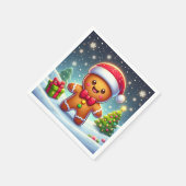 Niedlicher Whimsical Weihnachten/Winter Lebkuchen Serviette (Ecke)