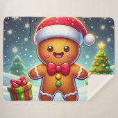 Niedlicher Whimsical Weihnachten/Winter Lebkuchen Sherpadecke (Vorderseite (Horizontal))